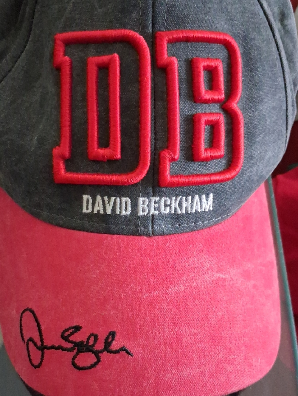 David Beckham DB Embroidered Two-Tone Baseball Cap - Red & Charcoal